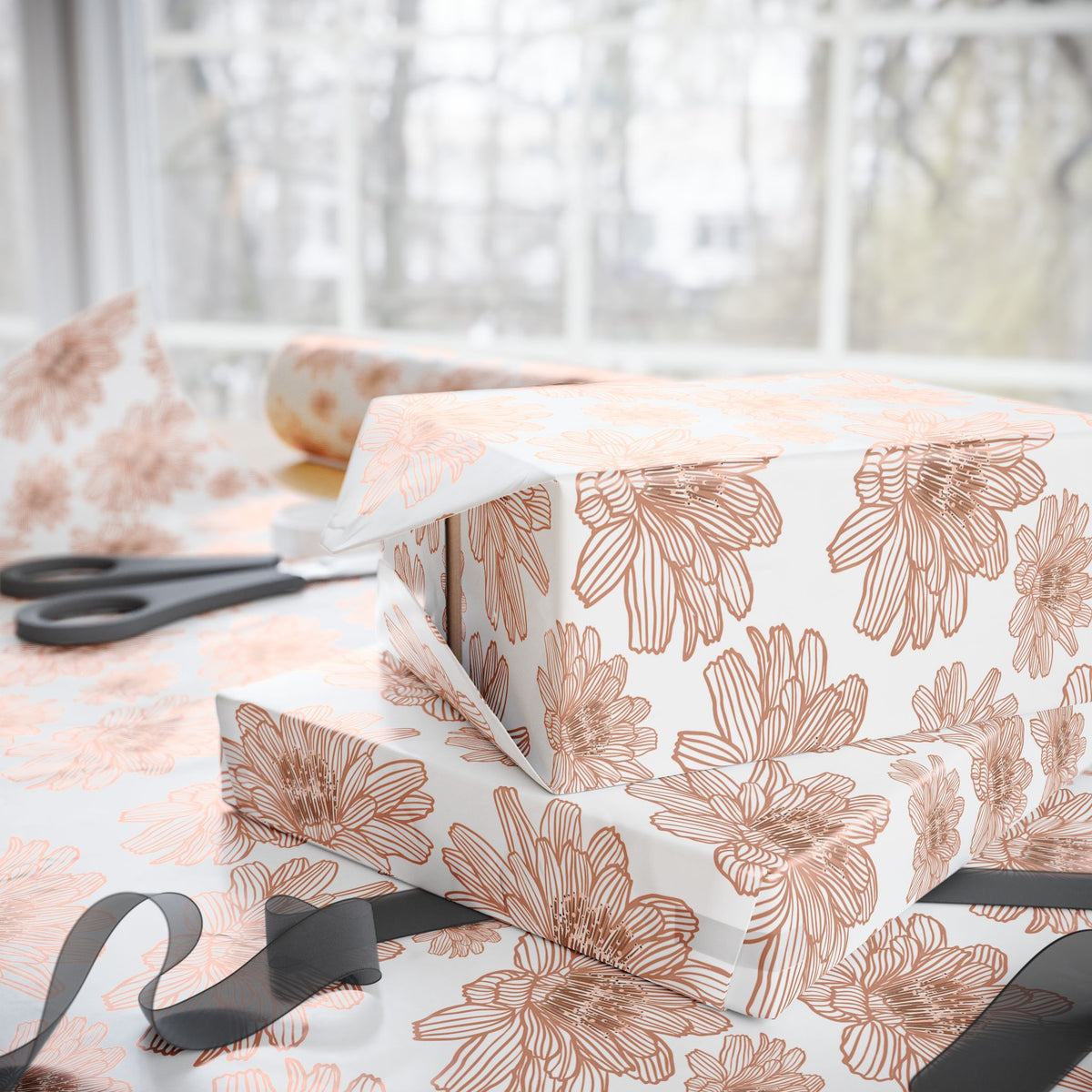 Elegant Floral Wrapping Paper, Gift Wrap for Birthdays, Weddings, Anniversaries, Holidays, Eco-Friendly Gift Wrap