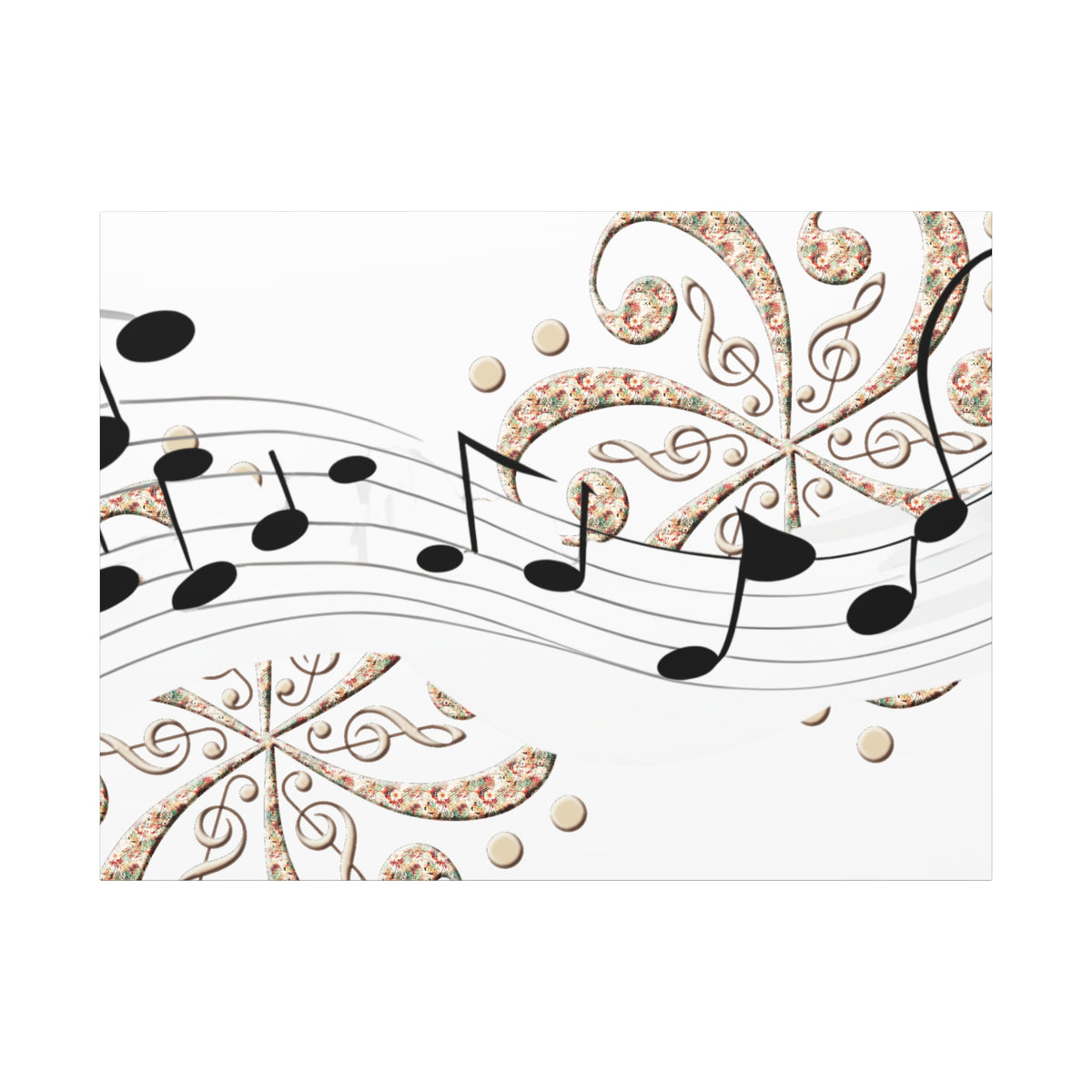 Musical Note Canvas Art, Floral Decor for Home, Music Lover Gift, Wall Art for Musicians, Unique Gift Idea