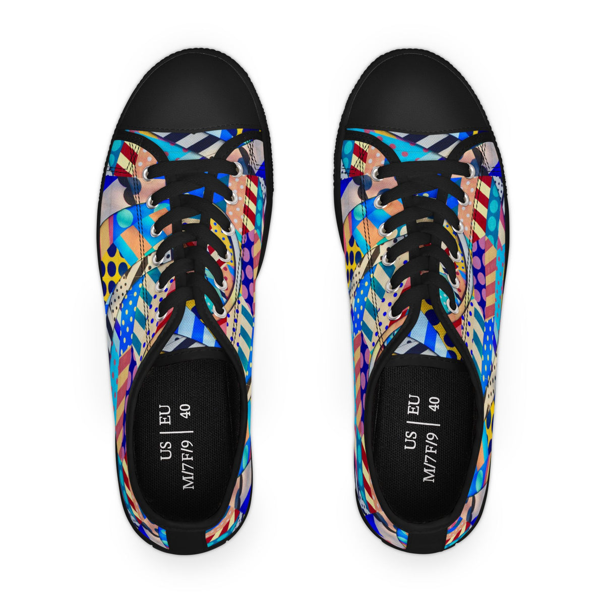 Colorful Abstract Pattern Low Top Sneakers – Bold Geometric Print