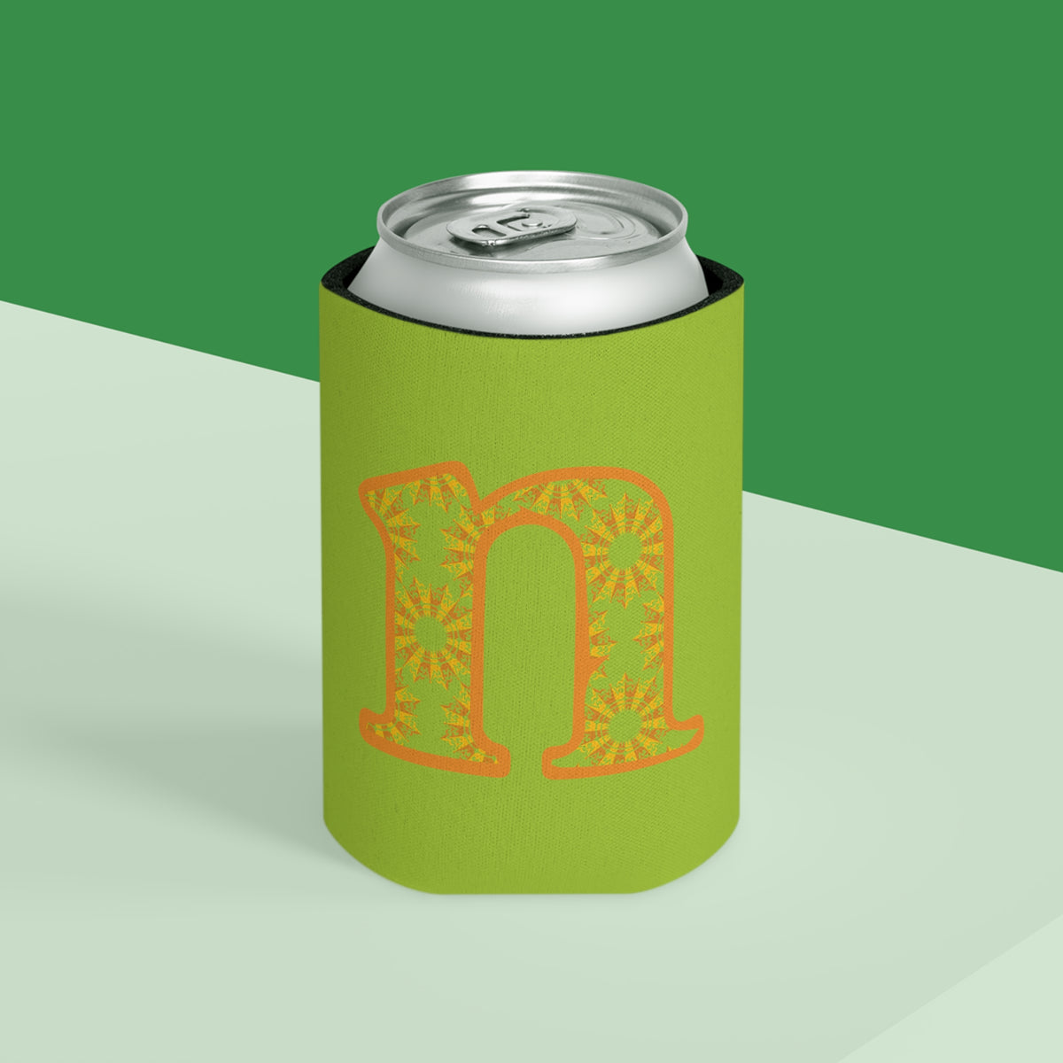 Vibrant Initial Can Cooler, Personalized Party Favor, Summer BBQ Accessory, Custom Drink Sleeve, Gift for Him/Her