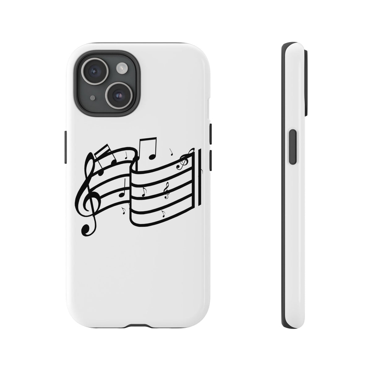 Musical Notes Phone Case — Black Treble Clef Music Staff Tough Case