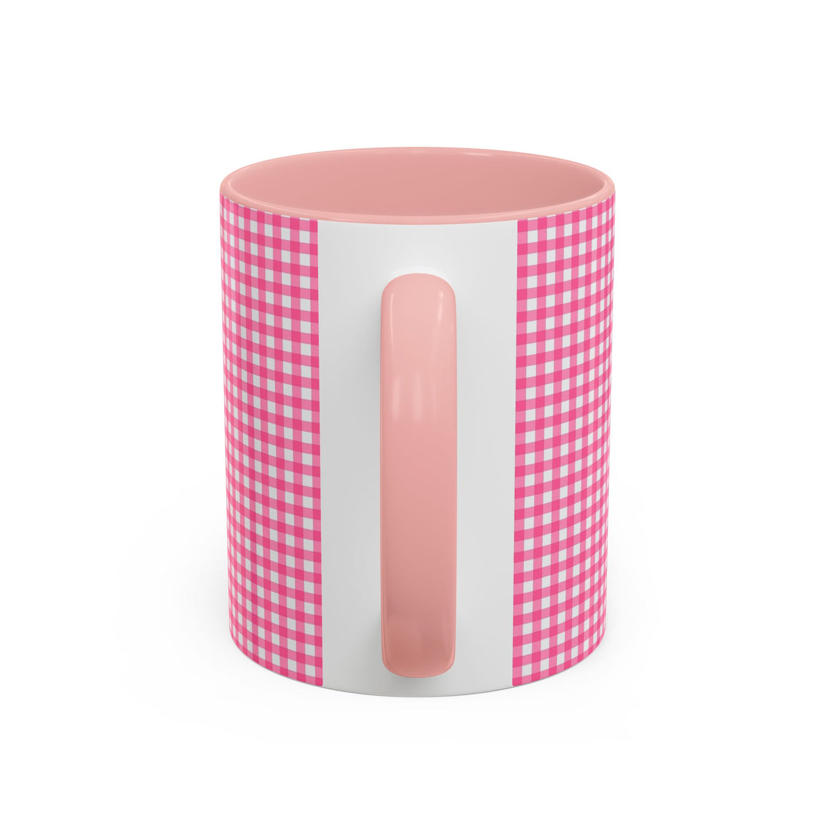 Pink Gingham Accent Coffee Mug, Cute Kitchen Decor, Gift for Coffee Lovers, Home Office Mug, Spring and Summer Vibes