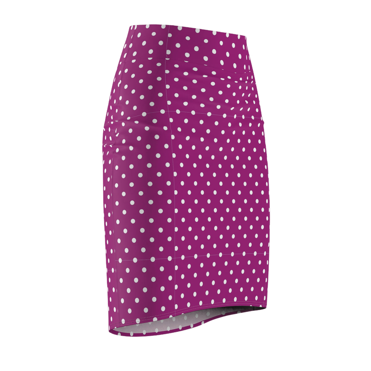 Purple Polka Dot Pencil Skirt — Retro Feminine Office & Party Wear