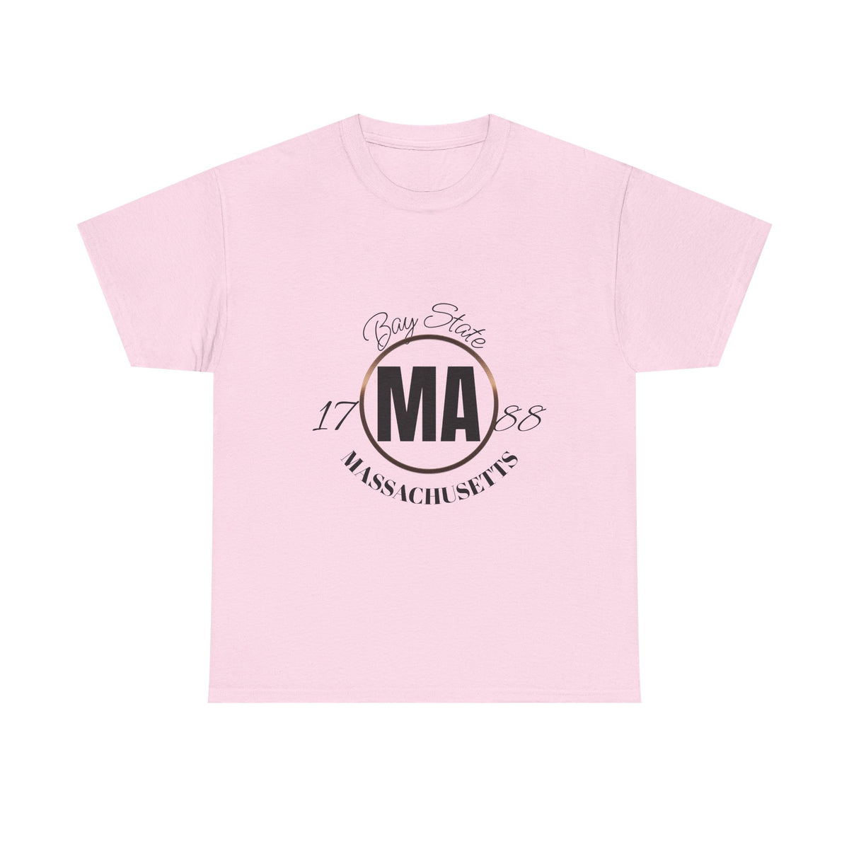 Unisex Heavy Cotton Tee with Massachusetts Design, Casual Wear, Gift for Him/Her, Travel Souvenir, Vintage Style