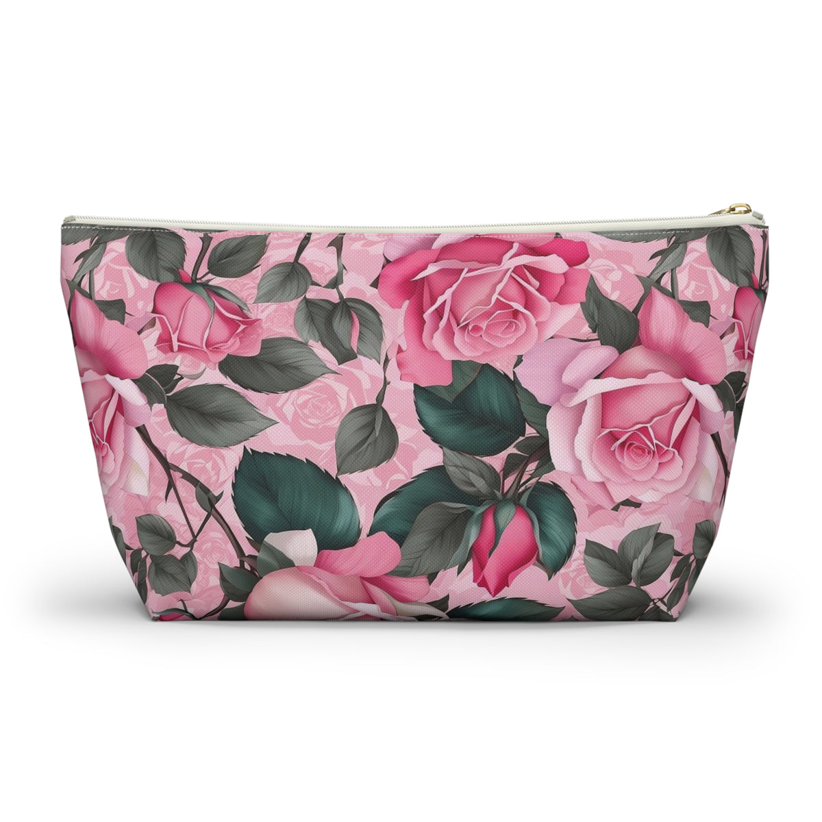 Floral Accessory Pouch - Stylish Makeup Bag, Organizer, Travel Toiletry Case, Gift for Her, Rose Flower Design