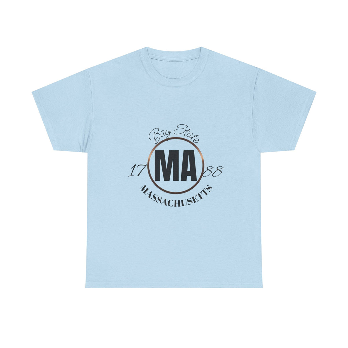 Unisex Heavy Cotton Tee with Massachusetts Design, Casual Wear, Gift for Him/Her, Travel Souvenir, Vintage Style