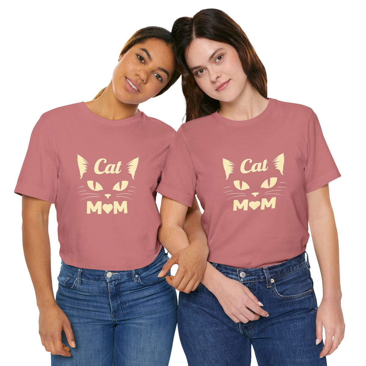 Cat Mom T-Shirt — Cute Cat Face Graphic Tee for Cat Lovers
