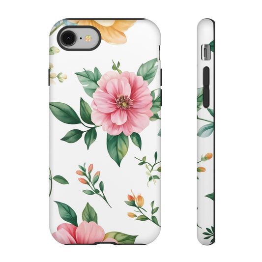 Floral Tough Phone Case — Pink Peony Protective Phone Cover