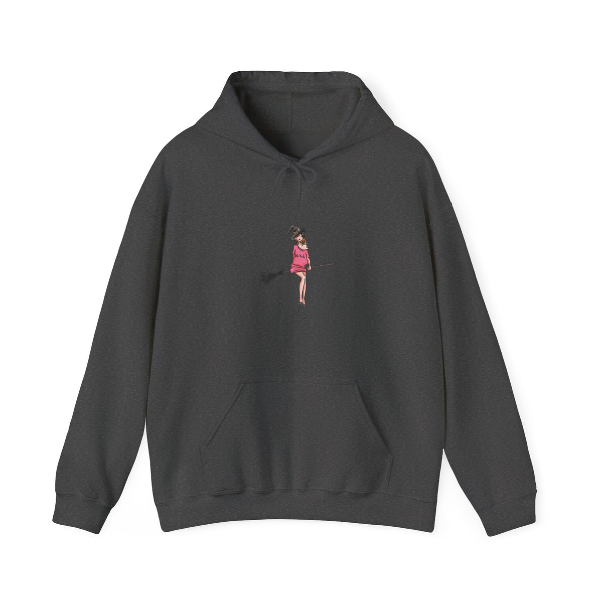 Cute Witch on Broom Unisex Hoodie, Cozy Fall Sweatshirt, Halloween Gift, Witchy Apparel, Spooky Season Fashion