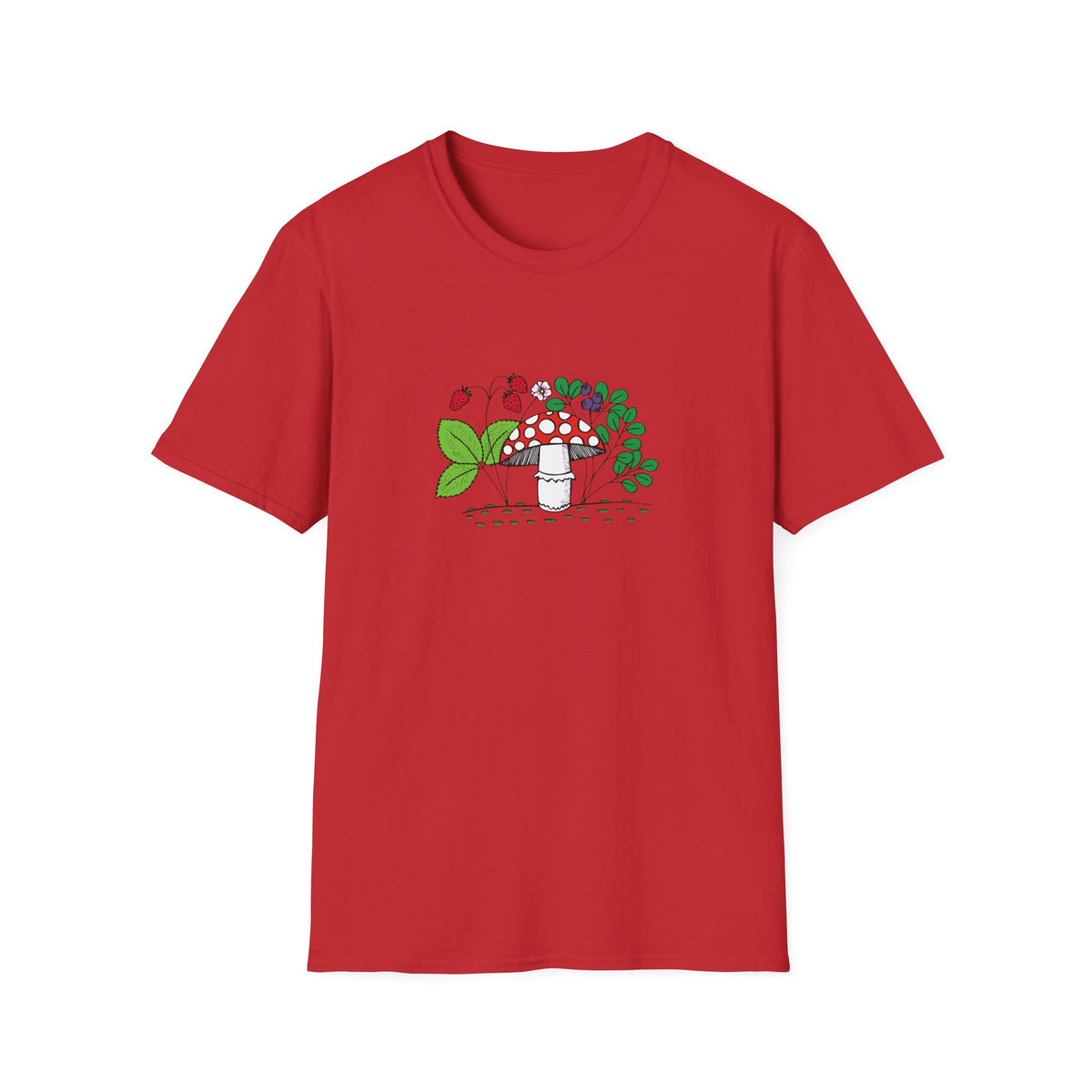 Whimsical Mushroom T-Shirt for Nature Lovers, Casual Tees, Gift for Gardeners, Unisex Softstyle Shirt, Eco-Friendly Apparel