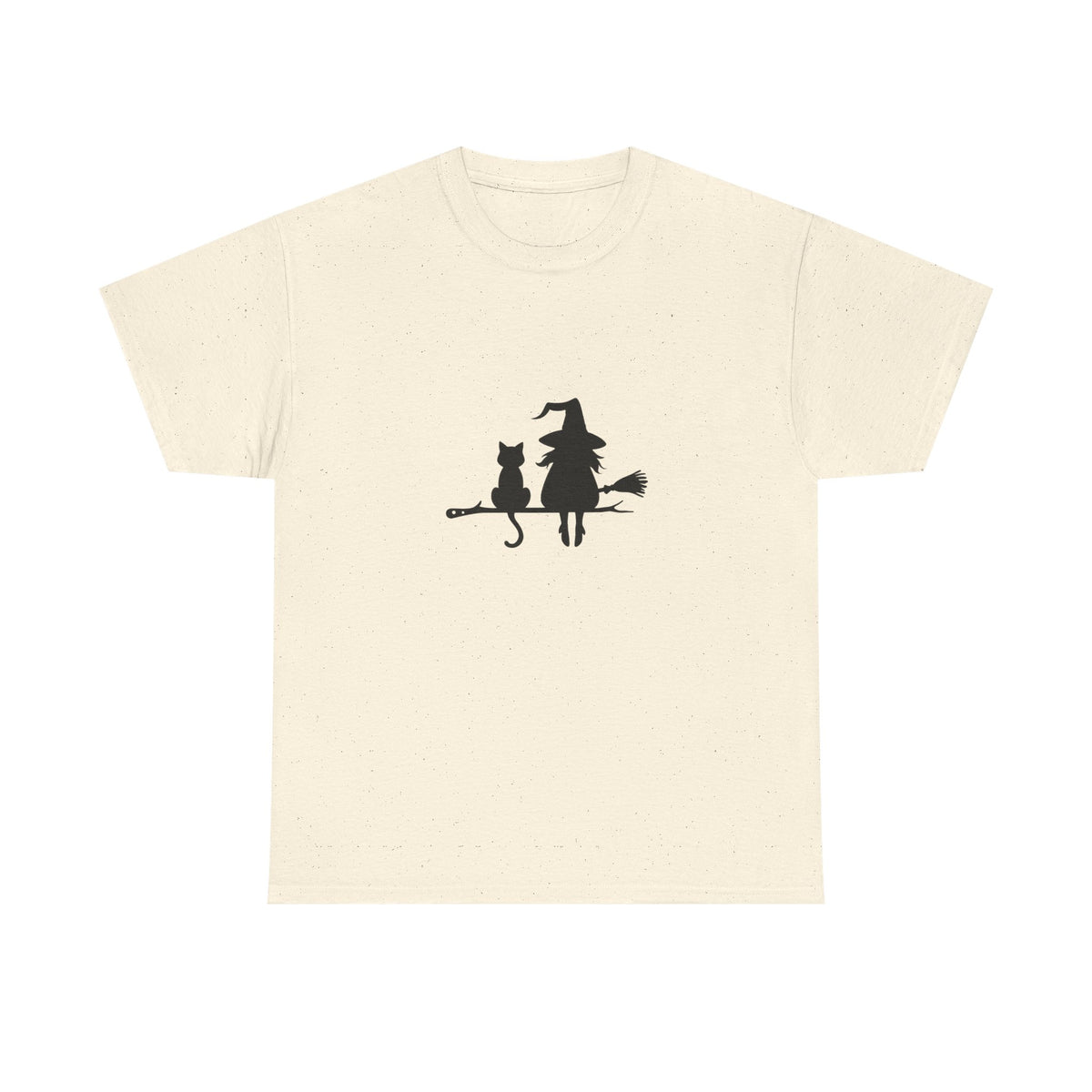 Witch and Cat Tee | Spooky Unisex Shirt for Halloween | Cute Witchwear for Cat Lovers | Fall Wardrobe Essential | Gift for Magical Friends