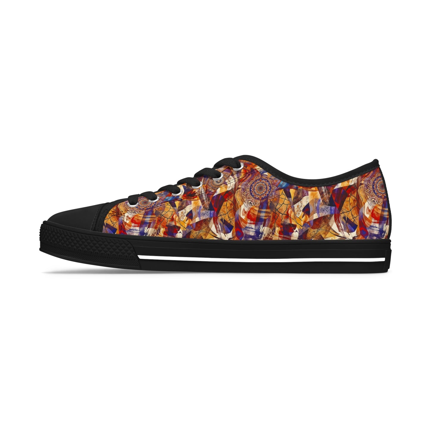 Abstract Mosaic Low Top Sneakers — Women's Artistic Casual Shoes