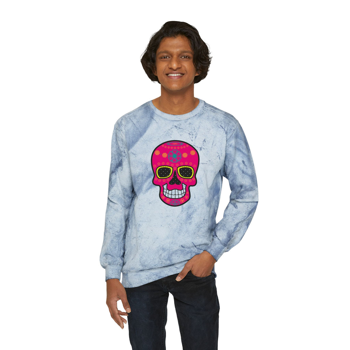 Vibrant Sugar Skull Sweatshirt, Festival Attire, Día de los Muertos
