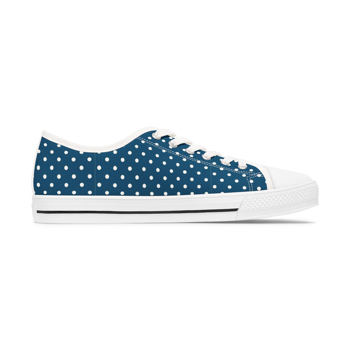 Polka Dot Low Top Sneakers — Navy White Retro Casual Shoes