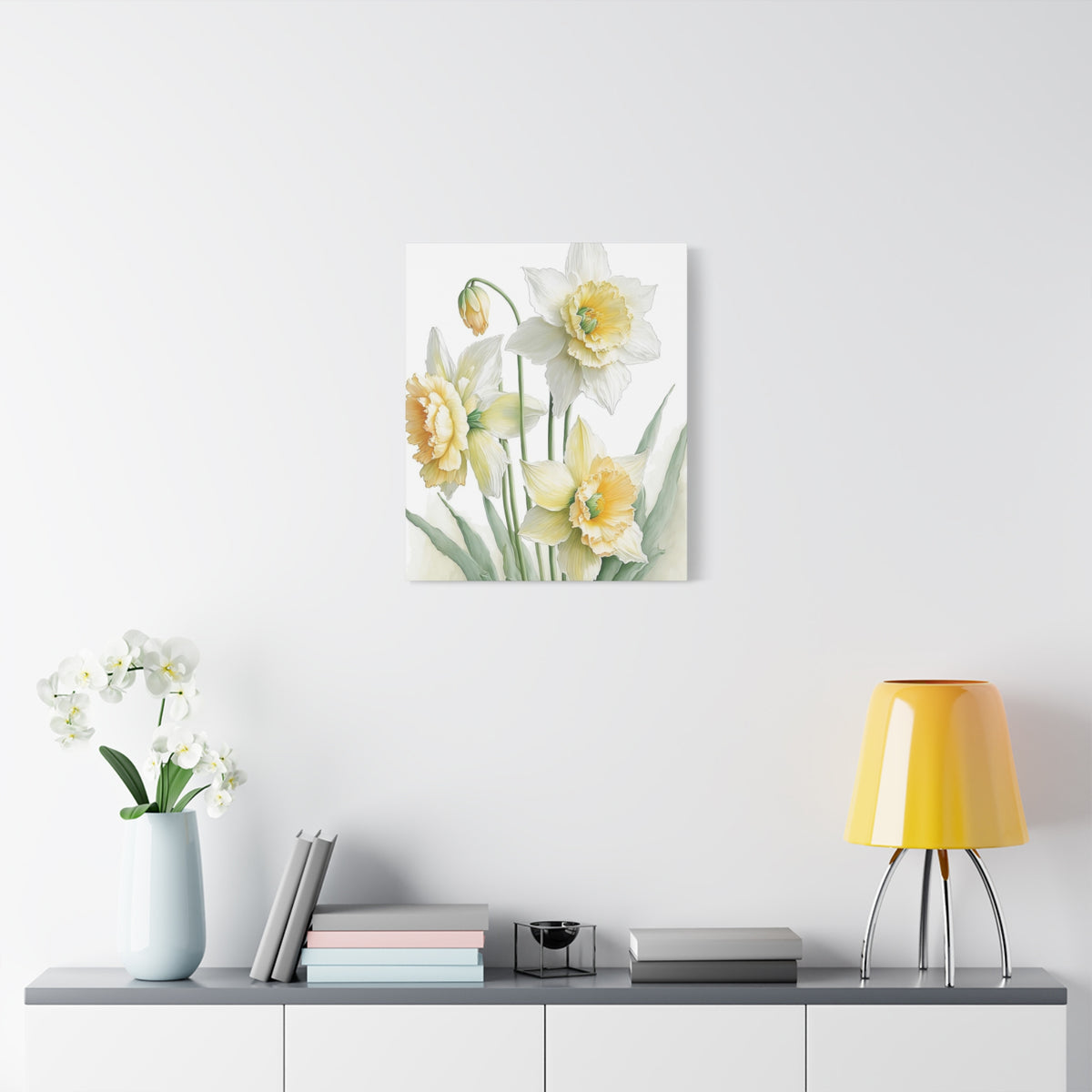 Matte Canvas, Stretched, 1.25" beautiful flowers white and yellow.