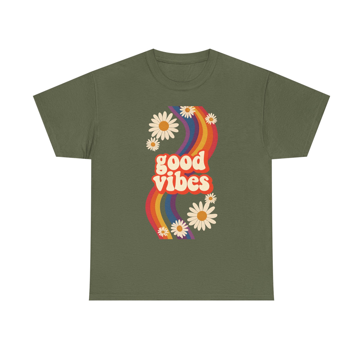 Good Vibes Unisex Heavy Cotton Tee, Retro Graphic T-Shirt, Feel Good Apparel, Summer Outfit, Casual Gift for Friends