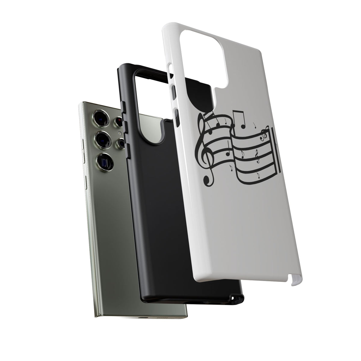 Musical Notes Phone Case — Black Treble Clef Music Staff Tough Case