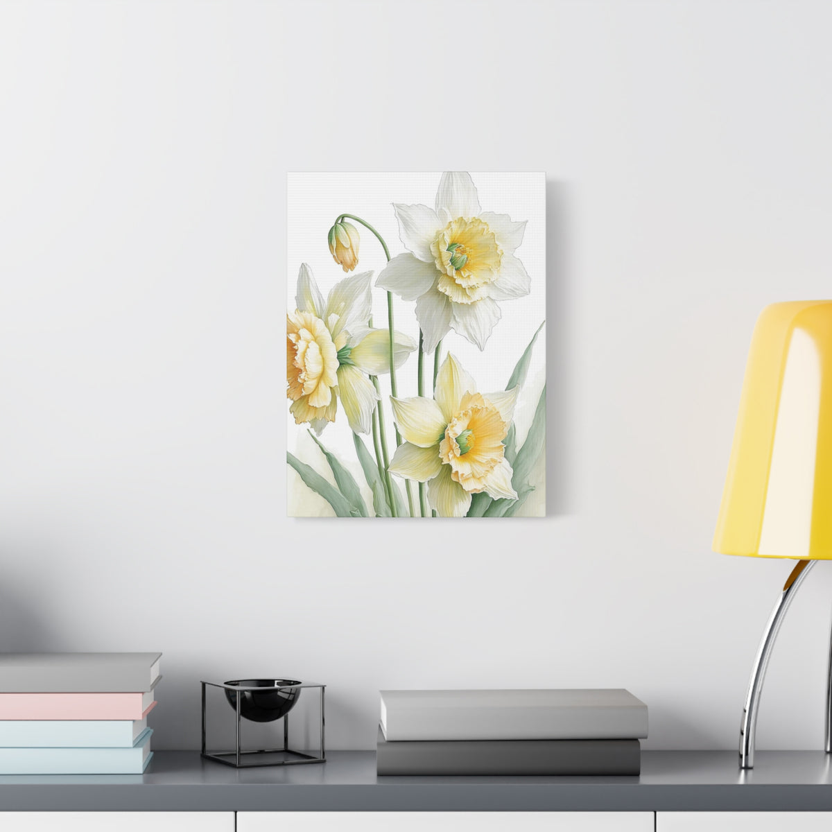 Matte Canvas, Stretched, 1.25" beautiful flowers white and yellow.