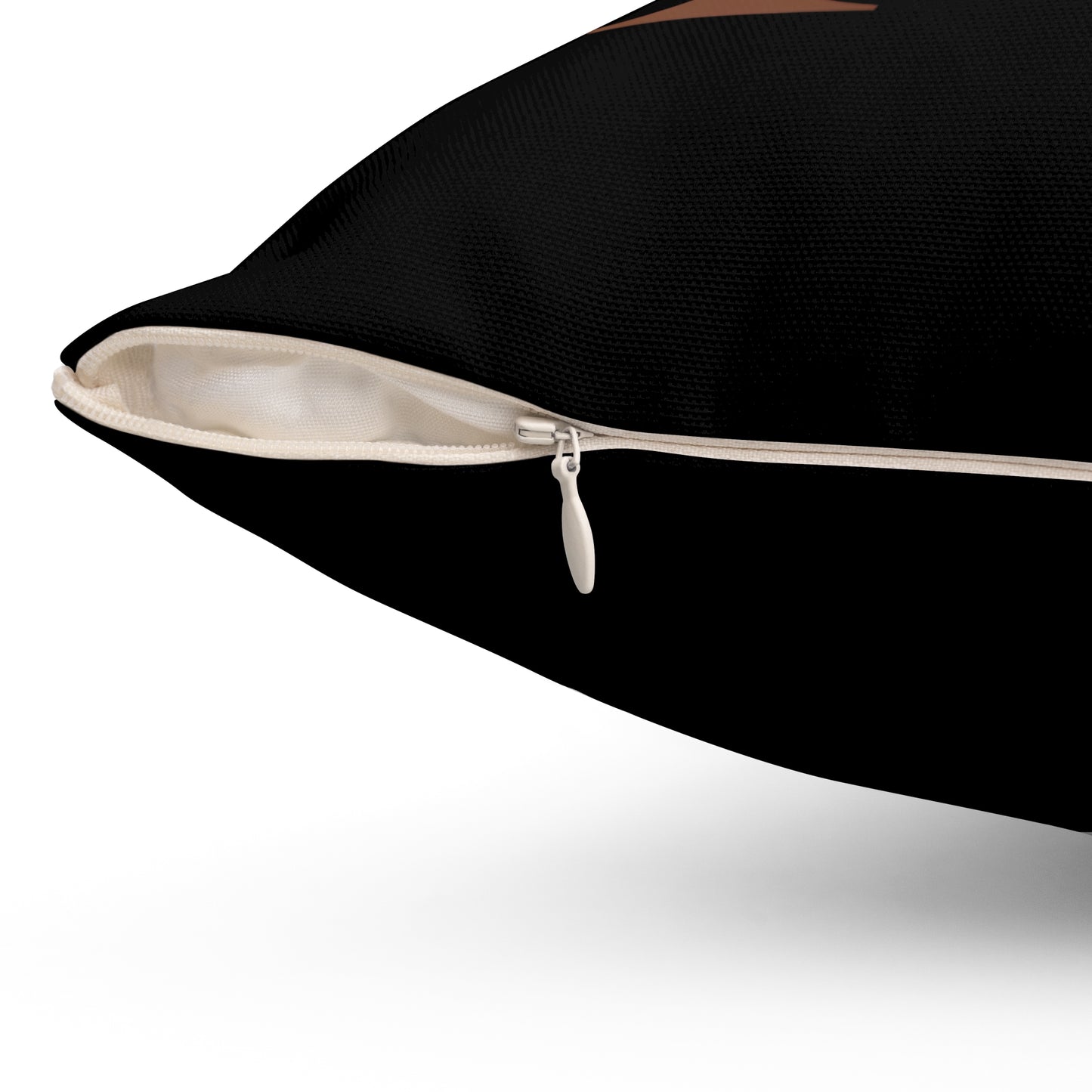 Monogram M Square Pillow — Elegant Rose Gold Letter on Black Accent Pillow
