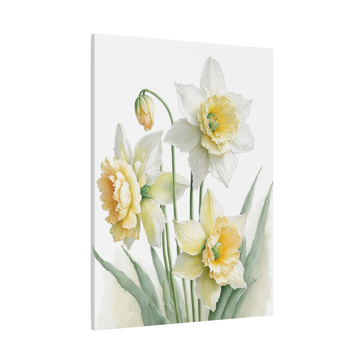 Matte Canvas, Stretched, 1.25" beautiful flowers white and yellow.