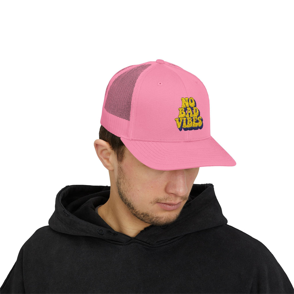 No Bad Vibes Snapback Trucker Cap | Casual Summer Hat, Gift for Her, Trendy Accessory, Outdoor Fun, Festival Wear