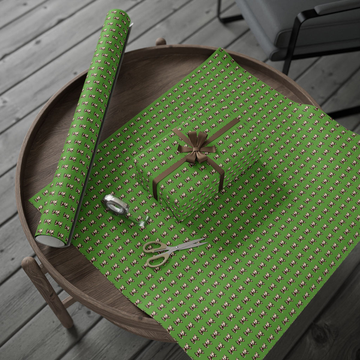 Wrapping Paper — Green Cute Dog Pattern Gift Wrap (Pet Lover Holiday & Birthday)