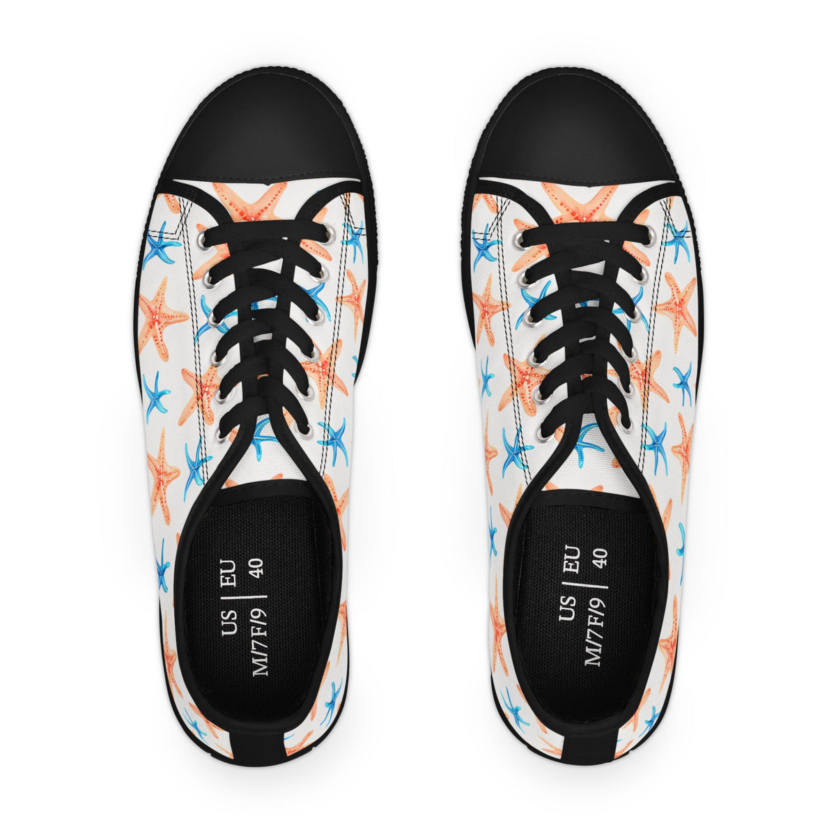 Starfish Print Sneakers — Beachy Low-Top Canvas Shoes