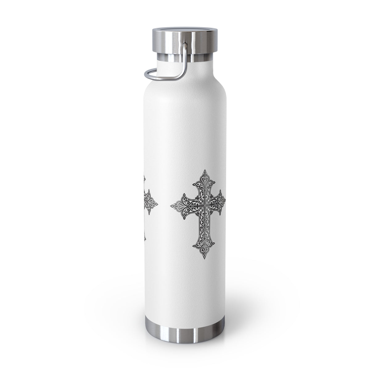 Stylish Copper Insulated Water Bottle - 22oz, Cross Design, Travel Flask, Gift for Him/Her, Unique Outdoor Hydration