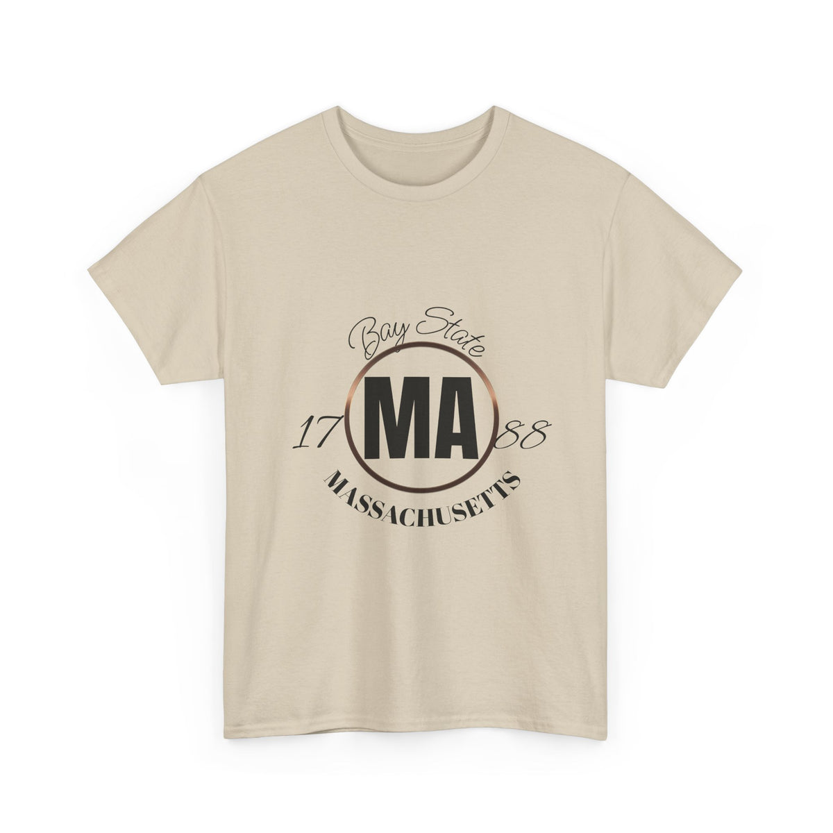Unisex Heavy Cotton Tee with Massachusetts Design, Casual Wear, Gift for Him/Her, Travel Souvenir, Vintage Style