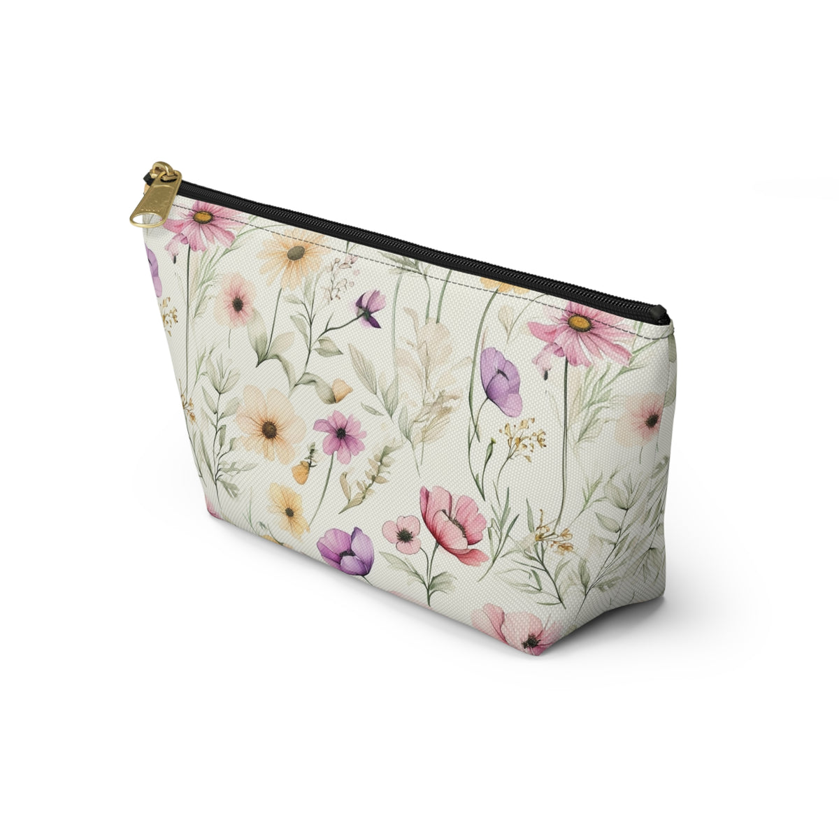 Floral Spring Makeup Pouch — Watercolor Wildflower Accessory Bag