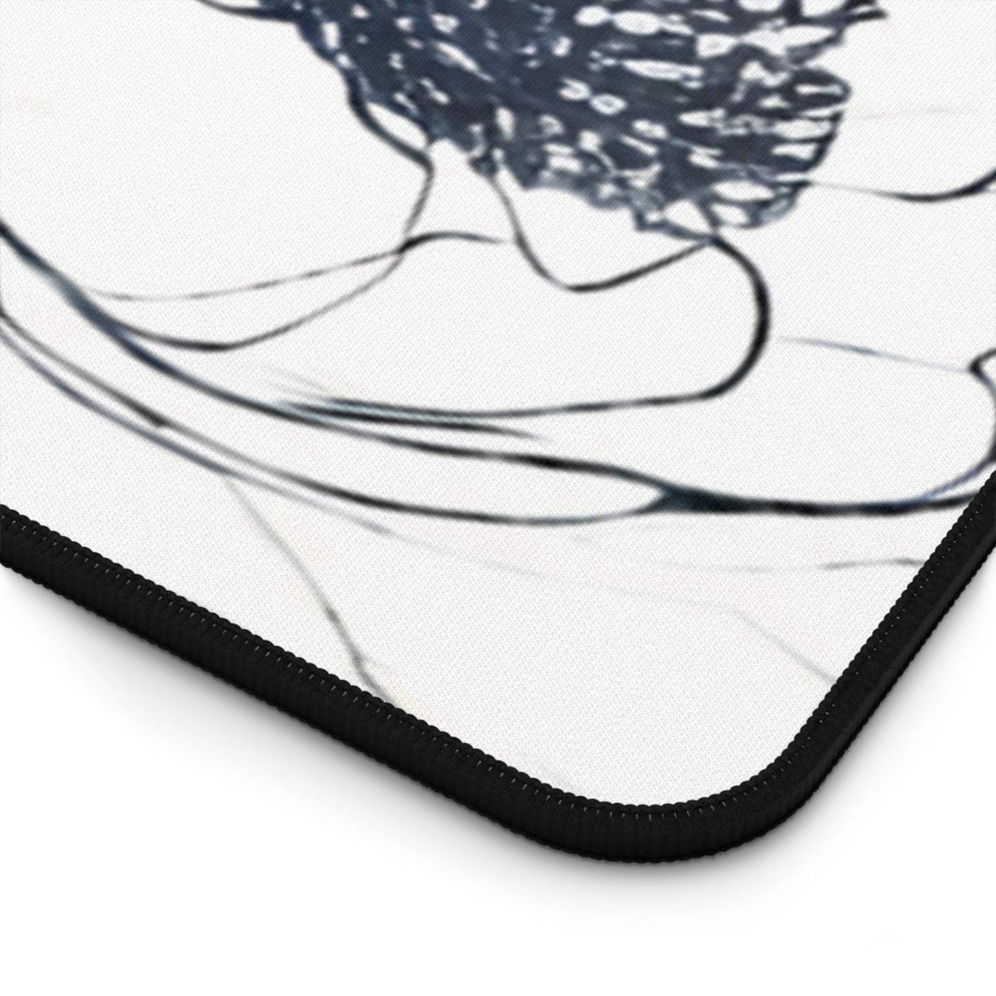 Floral Sketch Desk Mat — Minimal Black & White Blossom Mousepad