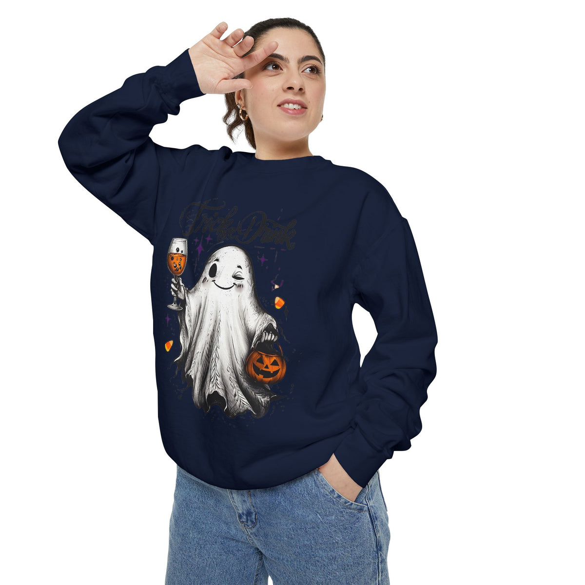 Spooky Ghost Sweatshirt | Trick or Treat Apparel, Halloween Gift, Cozy Unisex Top, Fall Fashion, Casual Wear