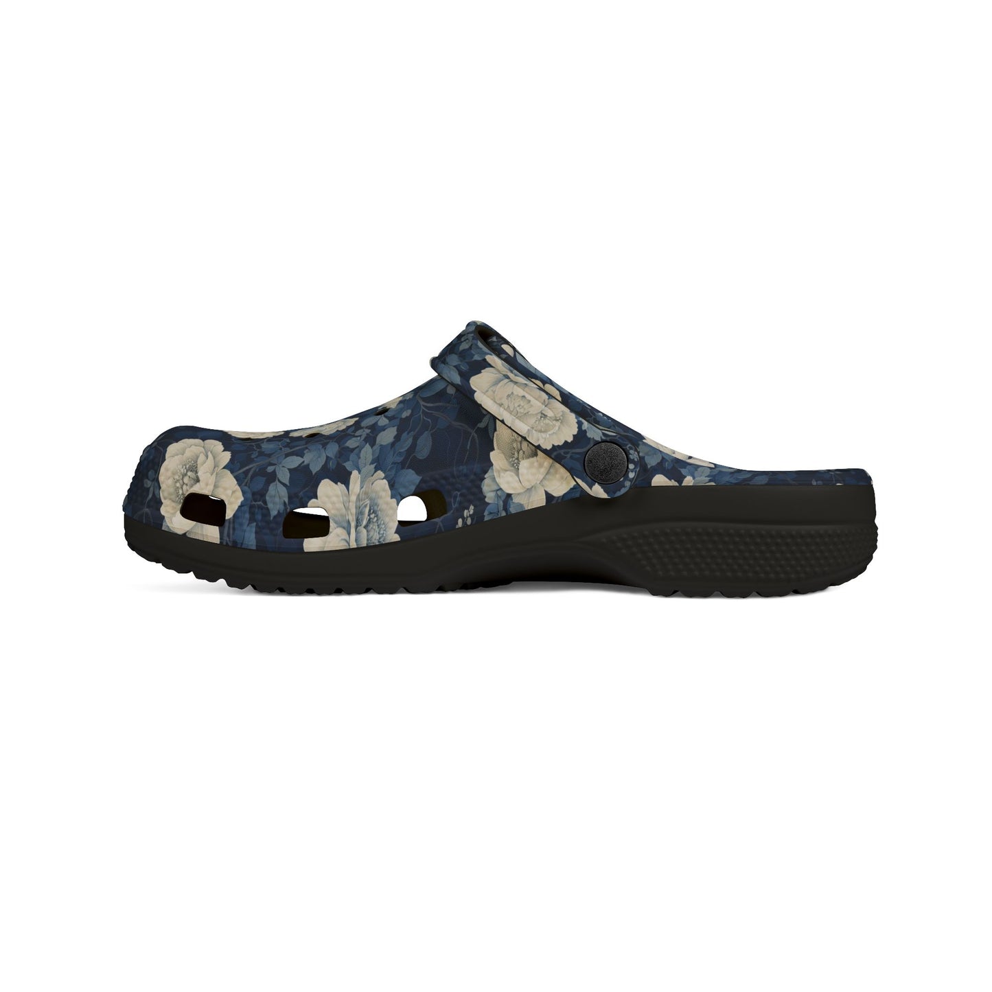 Floral Clogs - Vintage Blue Rose Slip-On Shoes