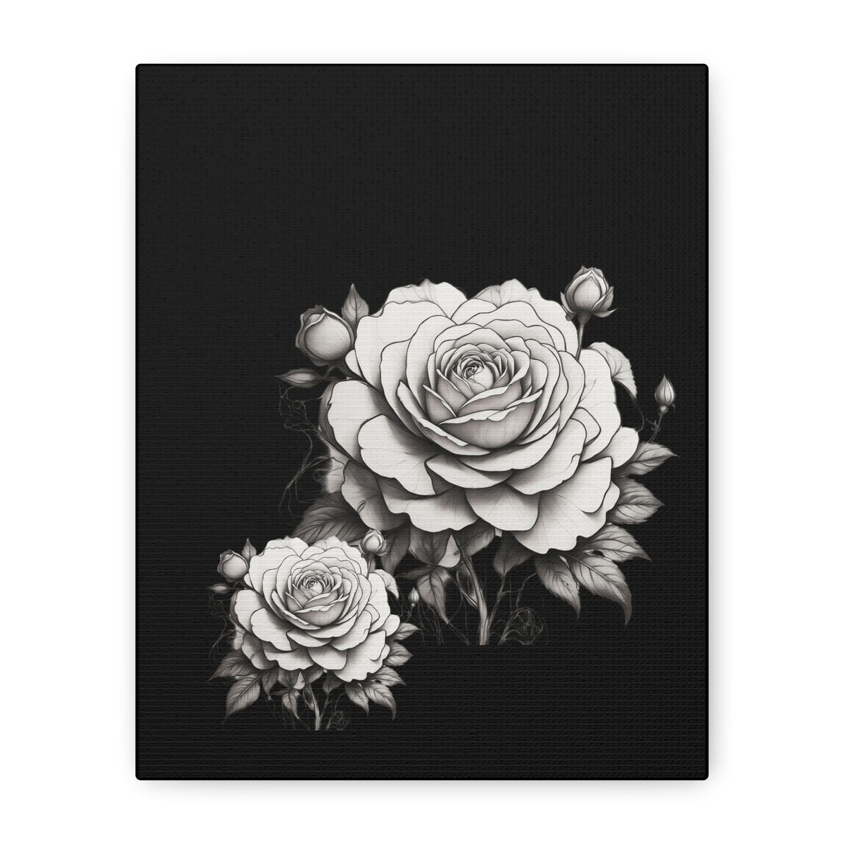 Monochrome Rose Canvas Print — Black & White Floral Wall Art