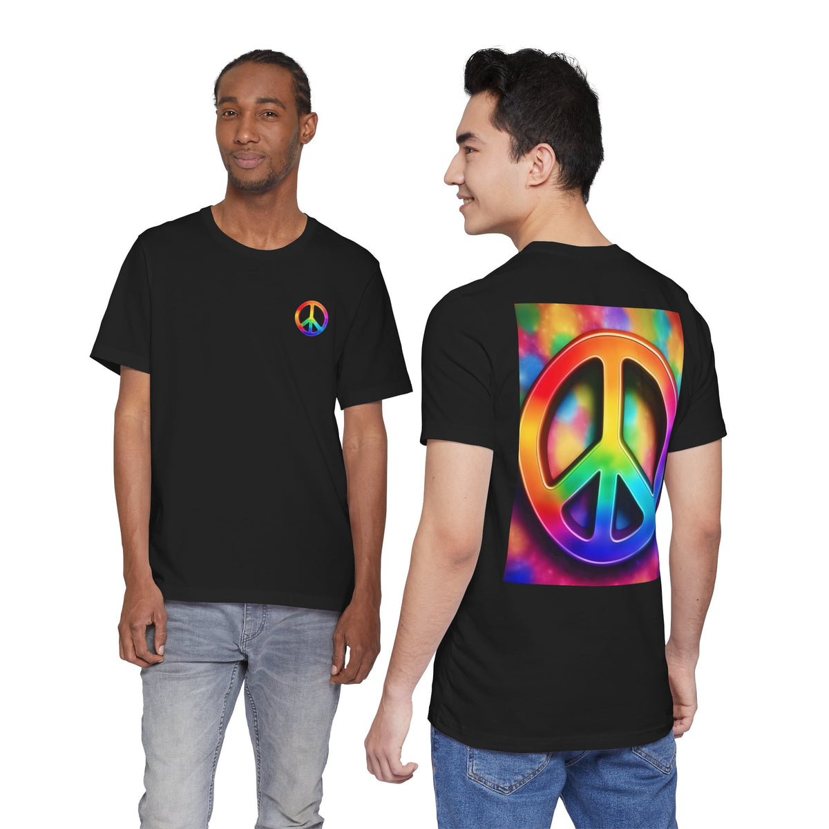 Peace Sign Tie-Dye Tee — Rainbow Hippie Peace Symbol T-Shirt