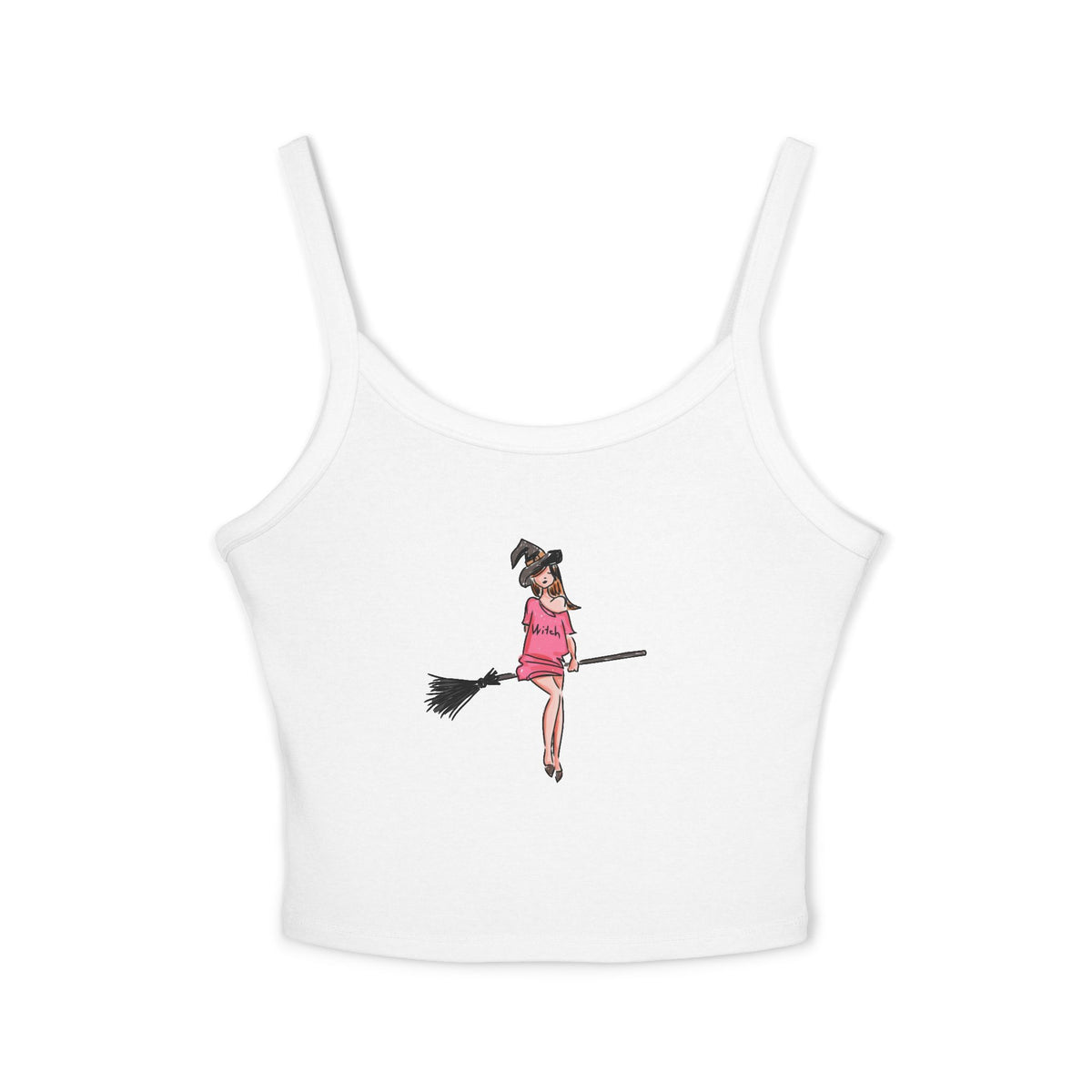 Witchy Spaghetti Strap Tank Top - Fun Summer Wear, Casual Party Top, Perfect for Halloween, Gifts for Friends, Everyday Fashion