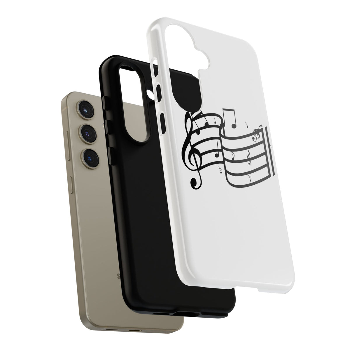 Musical Notes Phone Case — Black Treble Clef Music Staff Tough Case