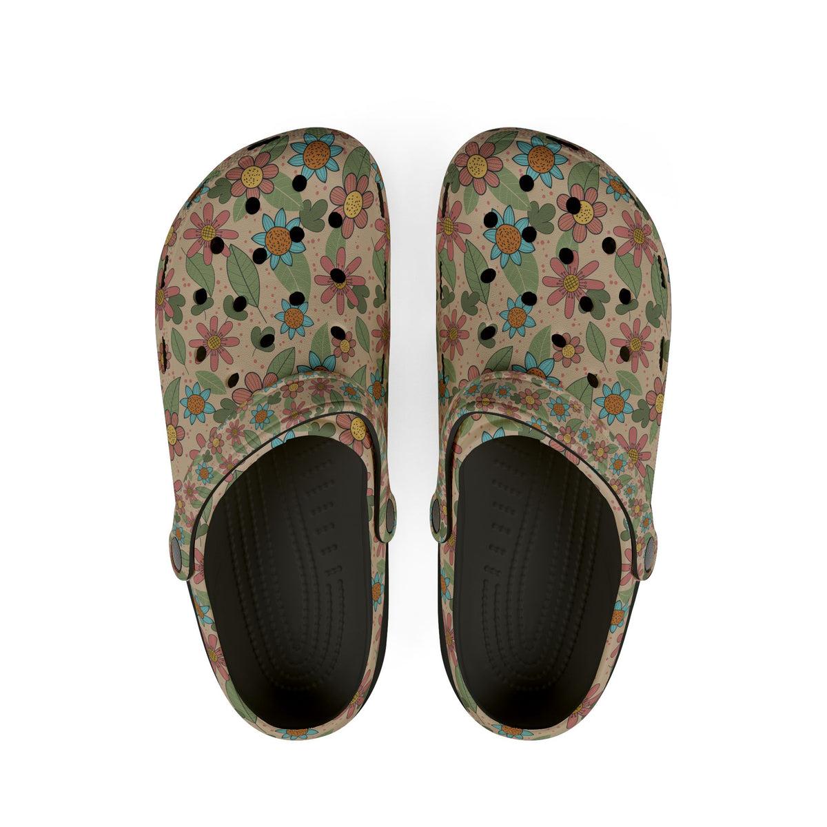Floral Garden EVA Clogs — Retro Flower Print Foam Slip‑Ons