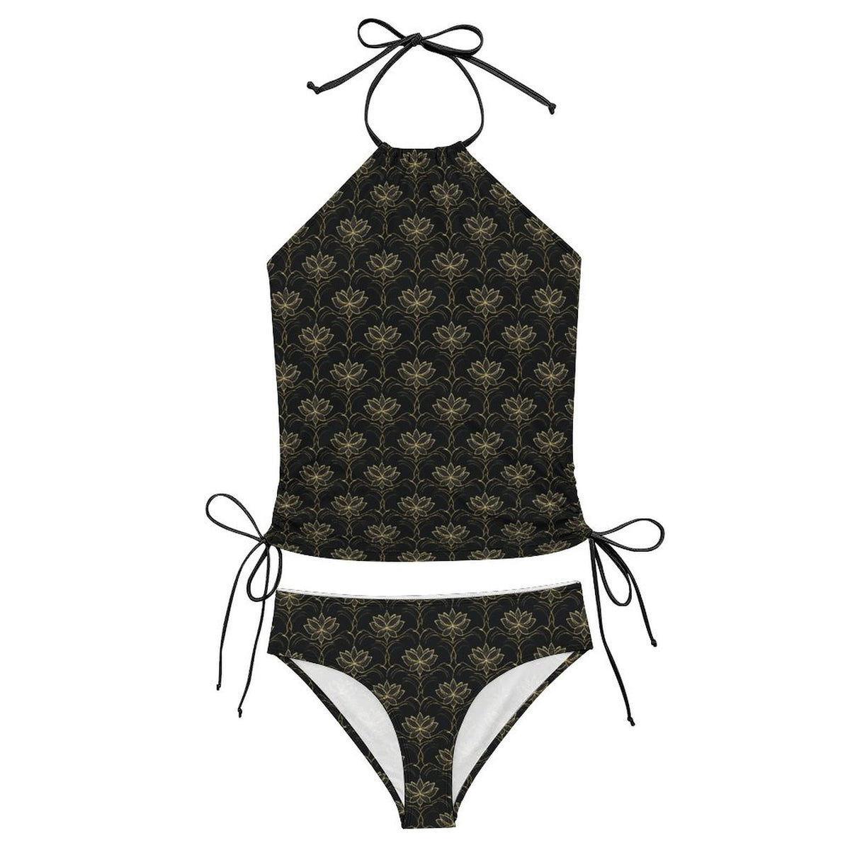 2-Piece Women's Tankini Set with High Neck Halter Top