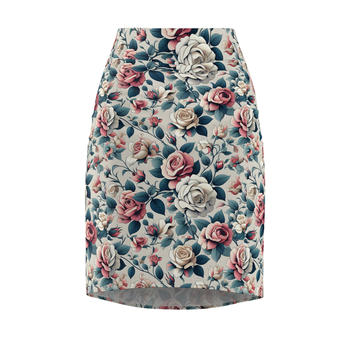 Floral Vintage Rose Pencil Skirt — Pastel