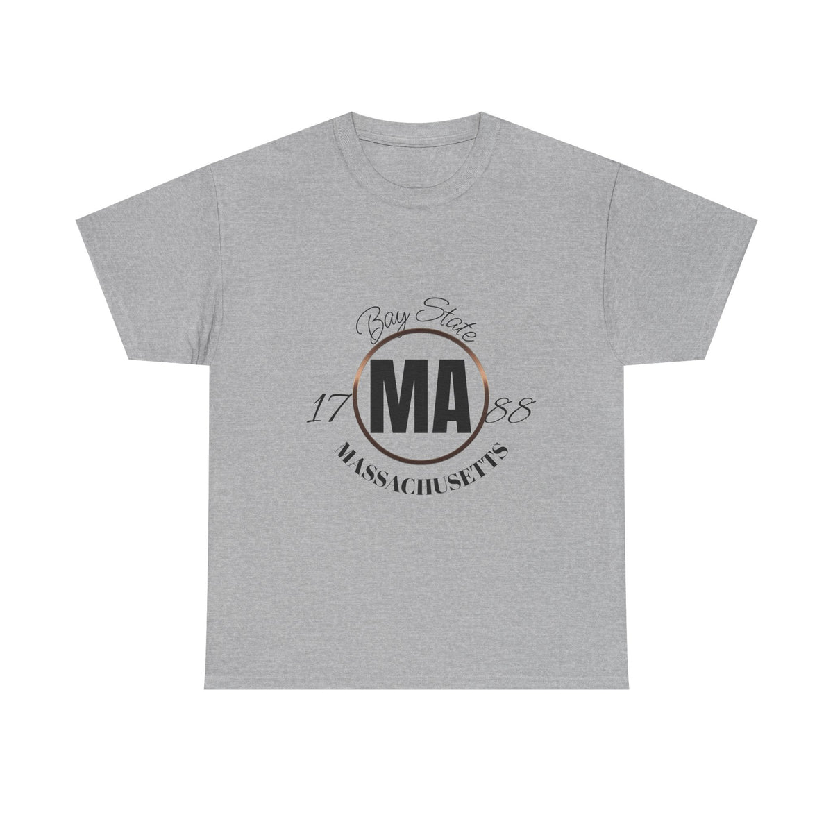 Unisex Heavy Cotton Tee with Massachusetts Design, Casual Wear, Gift for Him/Her, Travel Souvenir, Vintage Style