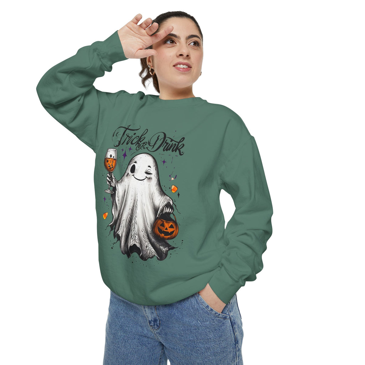 Spooky Ghost Sweatshirt | Trick or Treat Apparel, Halloween Gift, Cozy Unisex Top, Fall Fashion, Casual Wear