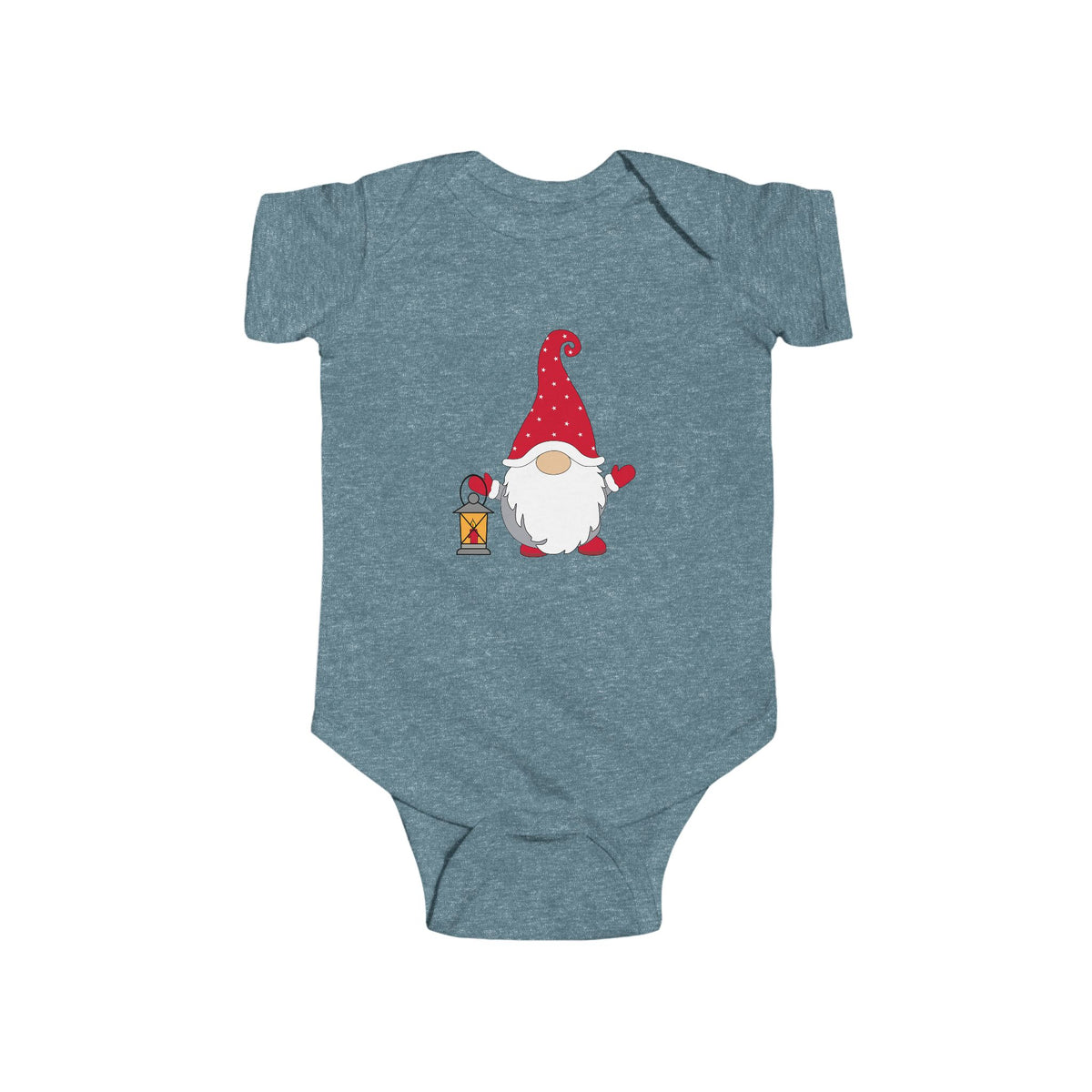 Christmas Gnome Baby Bodysuit - Holiday Infant One-Piece with Lantern & Hearts