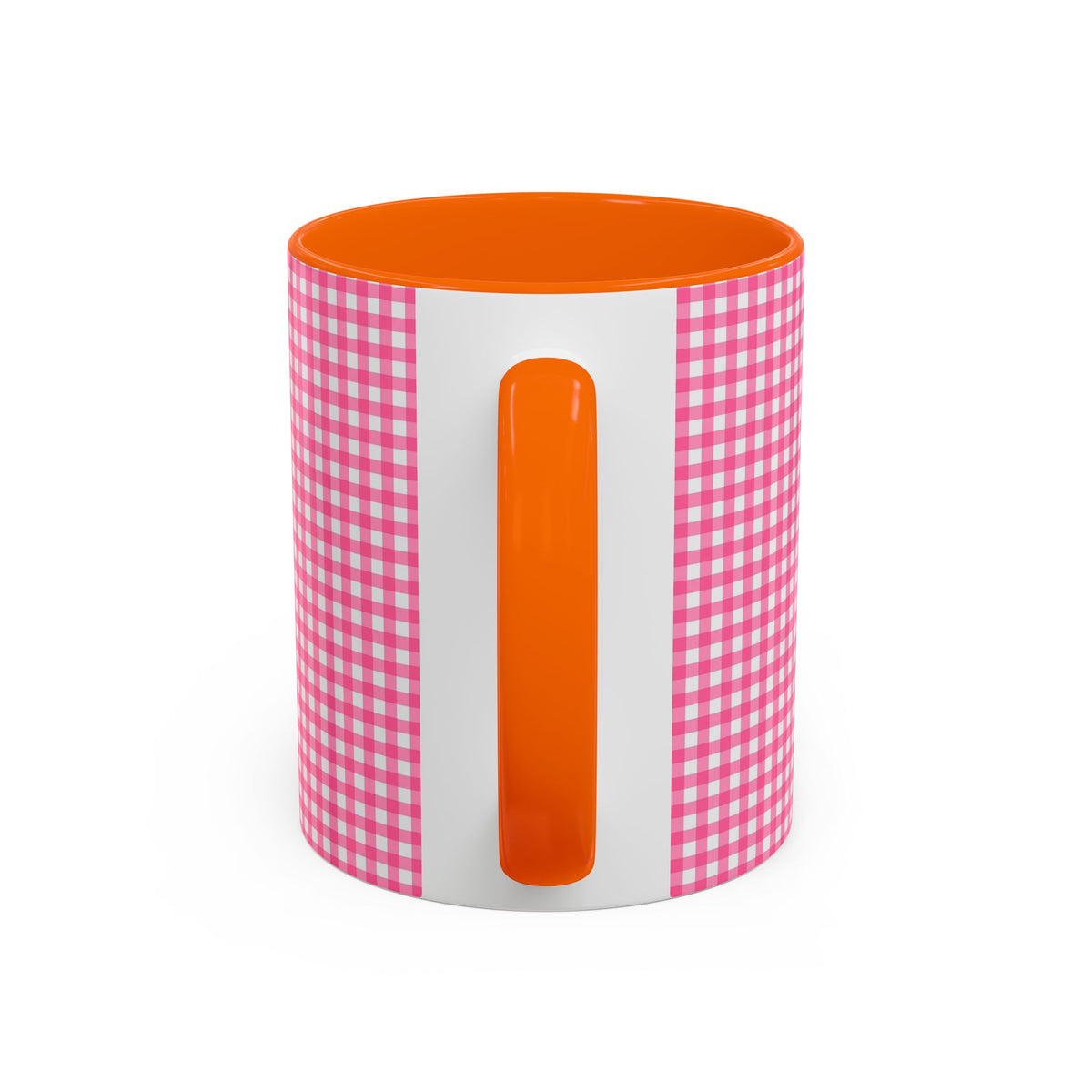 Pink Gingham Accent Coffee Mug, Cute Kitchen Decor, Gift for Coffee Lovers, Home Office Mug, Spring and Summer Vibes