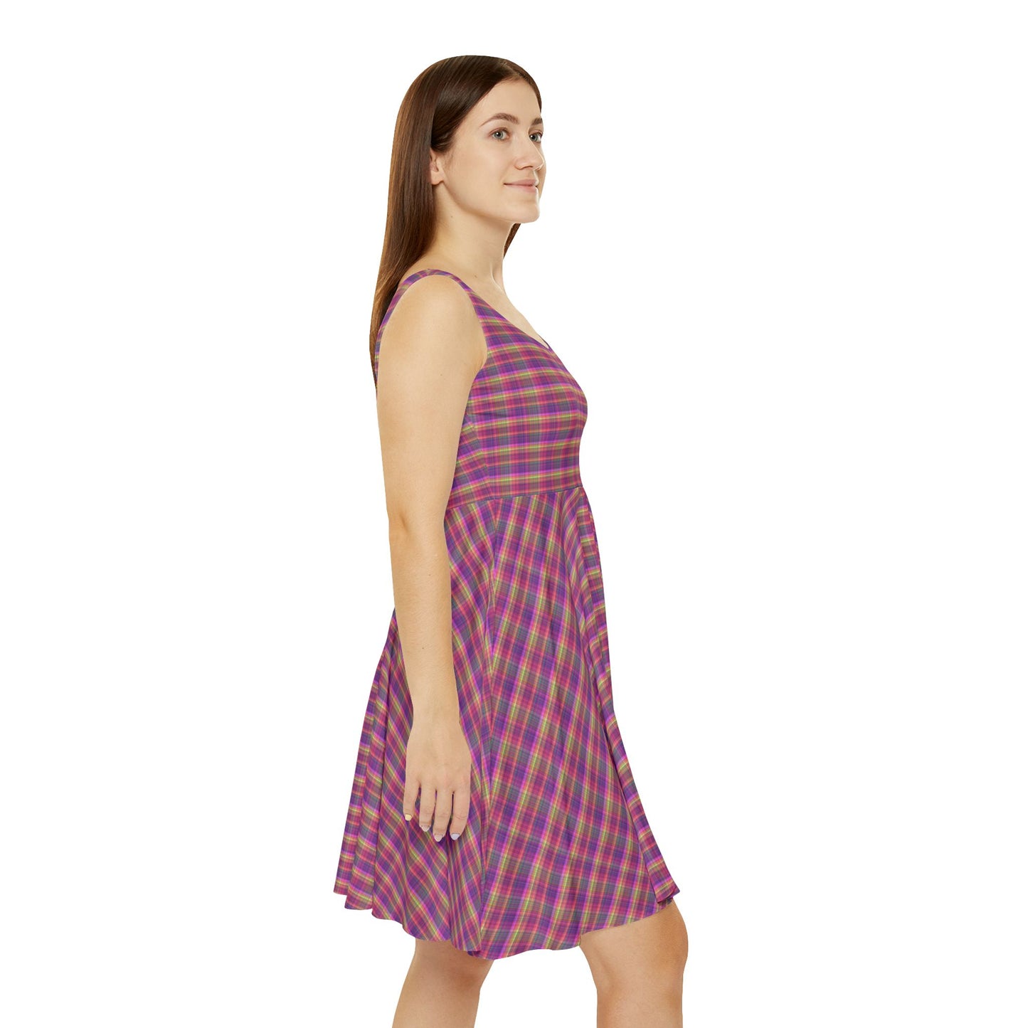 Colorful Women's Skater Dress, Casual Summer Dress, Flowy Dress for Parties, Picnic Outfit, Festival Dress, AOP Style