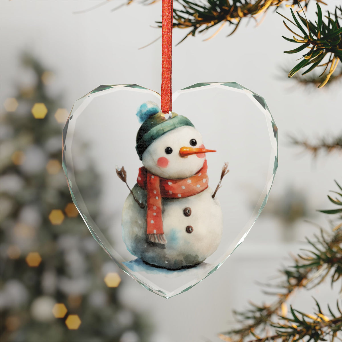 Crystal Heart Ornament — Cute Snowman Holiday Decoration