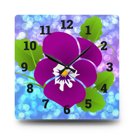 Vibrant Orchid Acrylic Wall Clock – Colorful Home Decor,