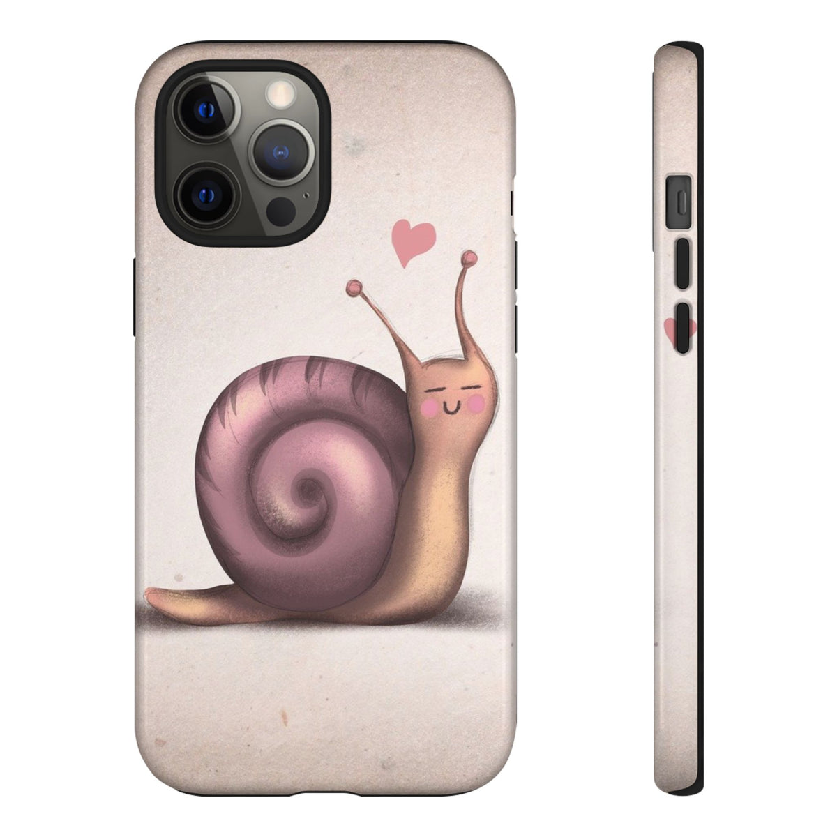 Cute Snail Phone Case — Pink Heart Cartoon Protective iPhone Cover