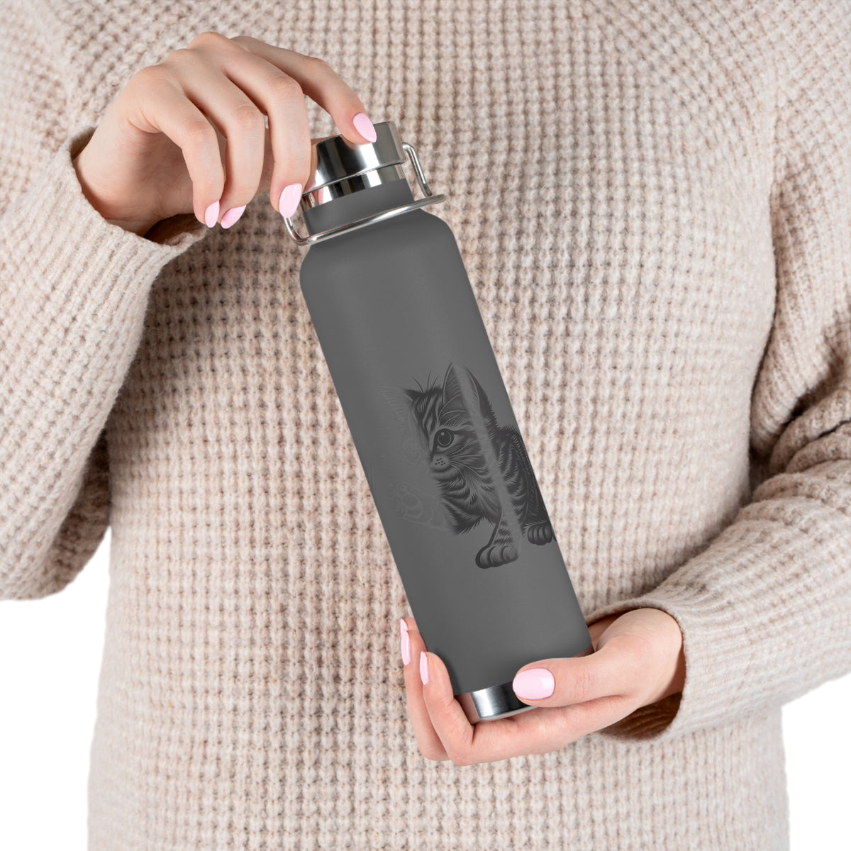 Cat and Butterfly Insulated Water Bottle - 22oz insulated bottle