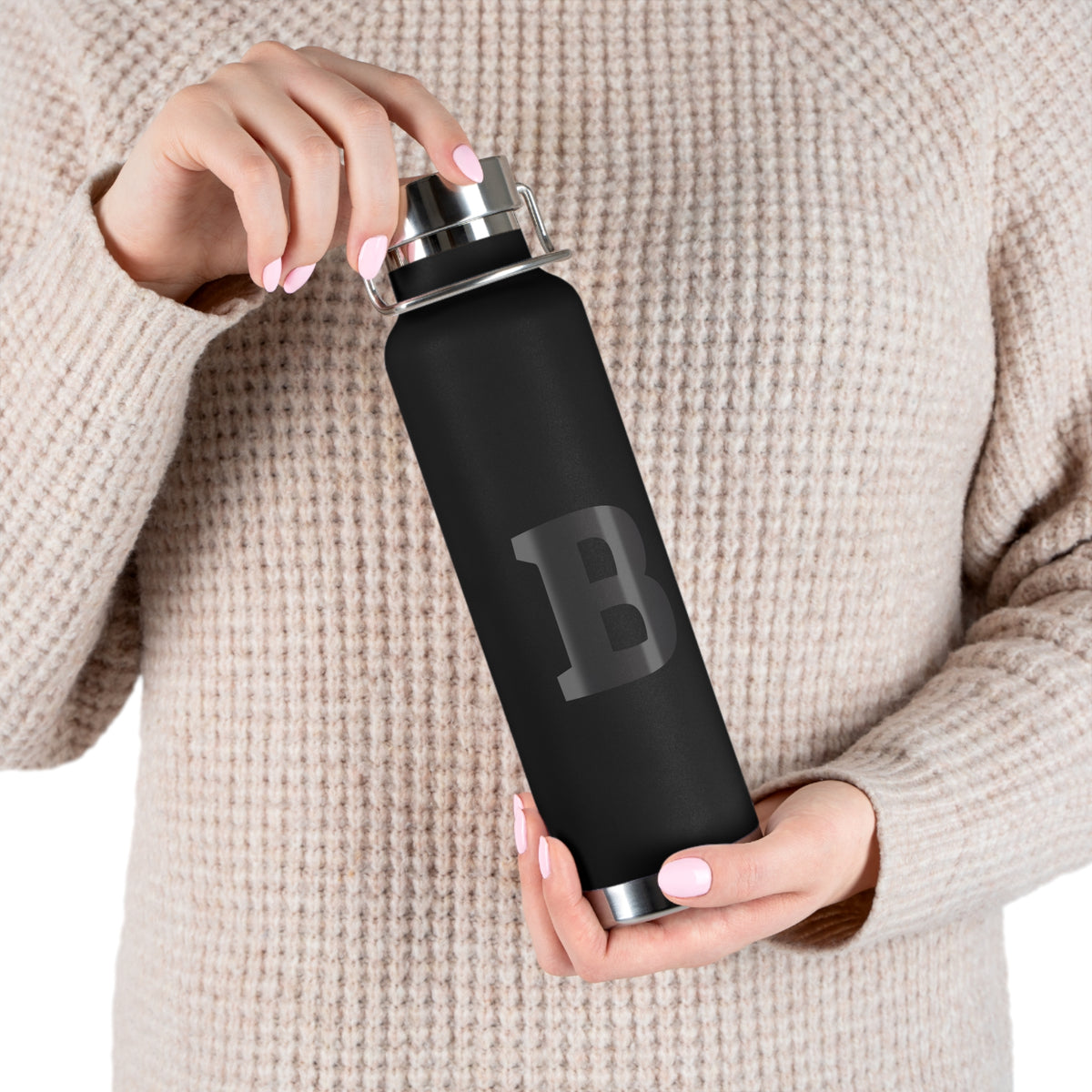Personalized Copper Insulated Water Bottle, 22oz - "B" Custom Monogram